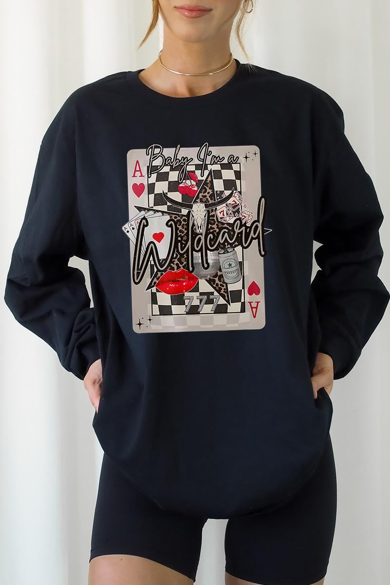 UL240-E3099 Retro Wildcard Graphic Long Sleeve Tee $13.75