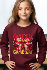 UL180B-E3091Z Red Yellow Football Game Day Bow Kids Sweatshirt $20
