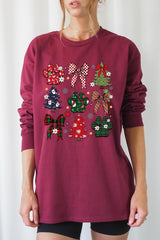 UL240P-E3195 Christmas Bow Paw Graphic Plus Long Sleeve Tee $17