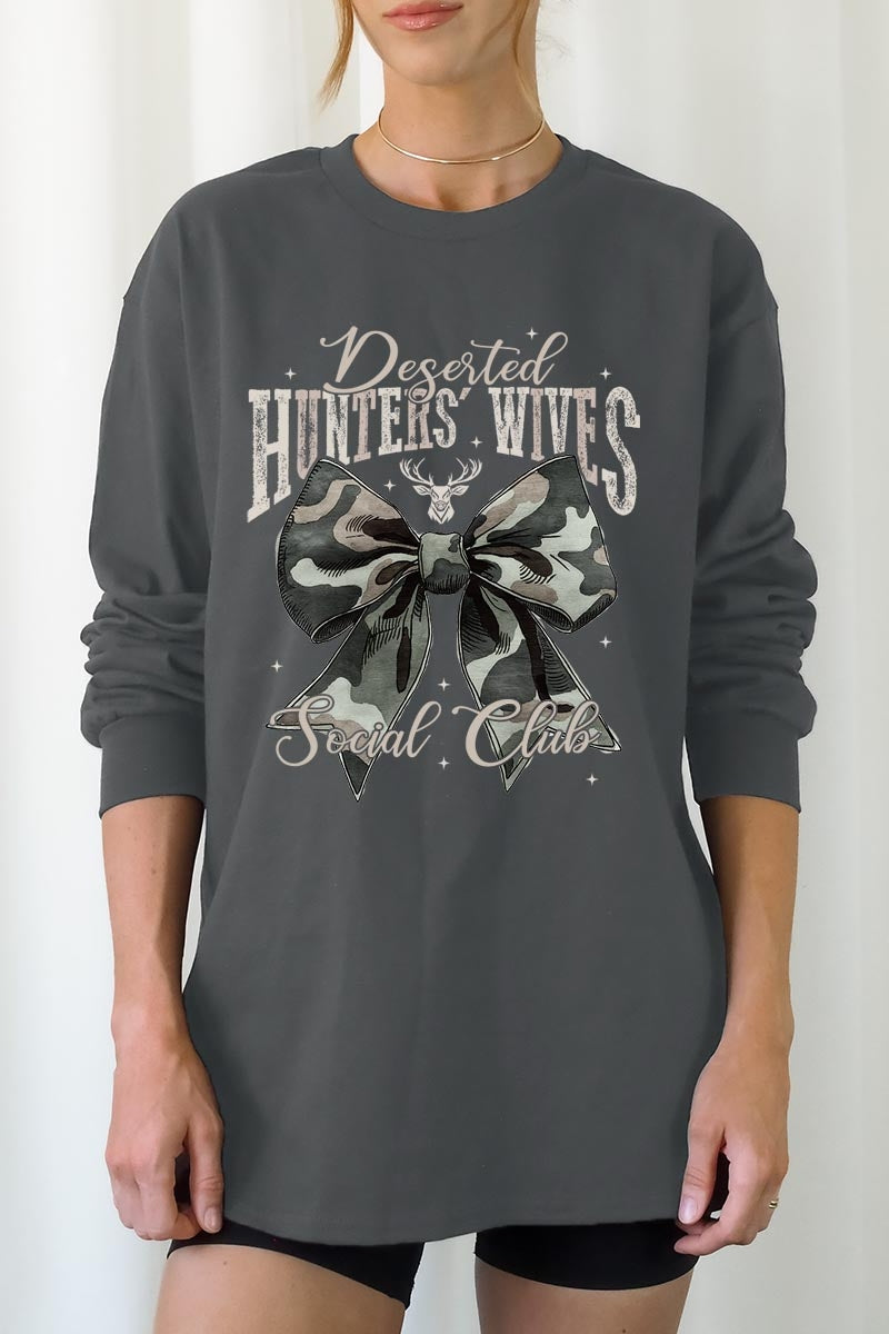 UL240-E3193 Hunters Wives Social Club Graphic Long Sleeve Tee $13.75
