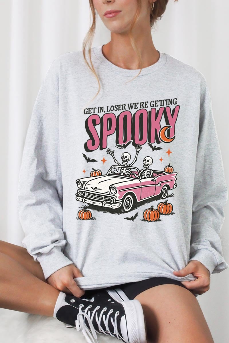 UL240-E3142 Spooky Skeleton Graphic Long Sleeve Tee $13.75