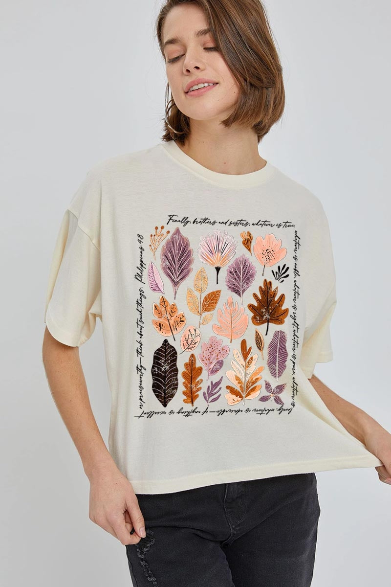 CTS-E3147 Christian Fall Graphic Relaxed Crop Top $11