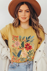 US3001P-E3186 Floral Christmas Graphic Plus Tee $16
