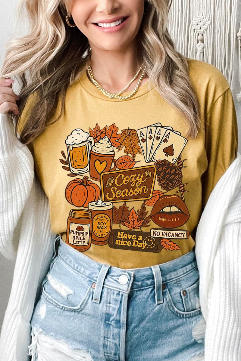 US3001P-E3119 Retro Fall Collage Graphic Plus Tee $16