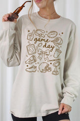 UL240-E3081 Football Doodles Graphic Long Sleeve Tee $13.75