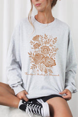 UL240-E3155 Neutral Thanksgiving Graphic Long Sleeve Tee $13.75