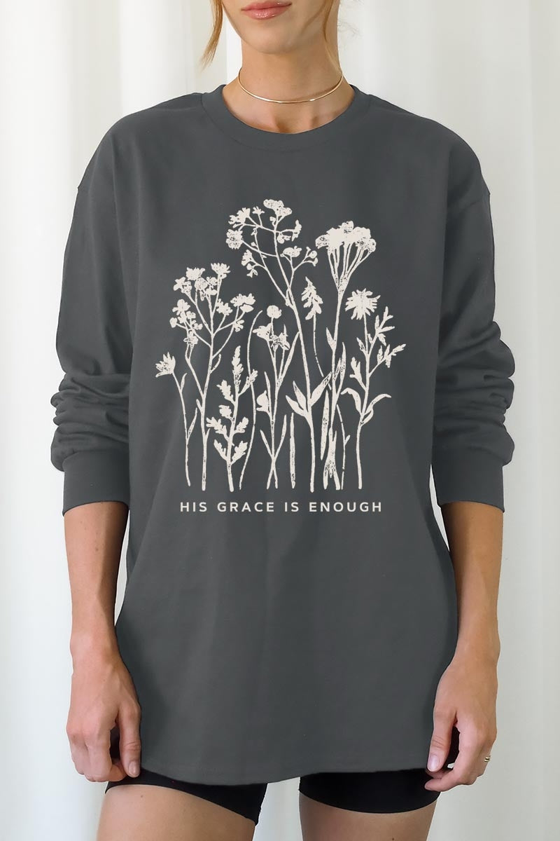 UL240P-E3146 Christian Wildflower Graphic Plus Long Sleeve Tee $17