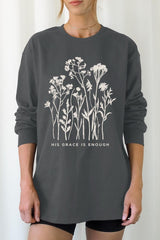 UL240P-E3146 Christian Wildflower Graphic Plus Long Sleeve Tee $17