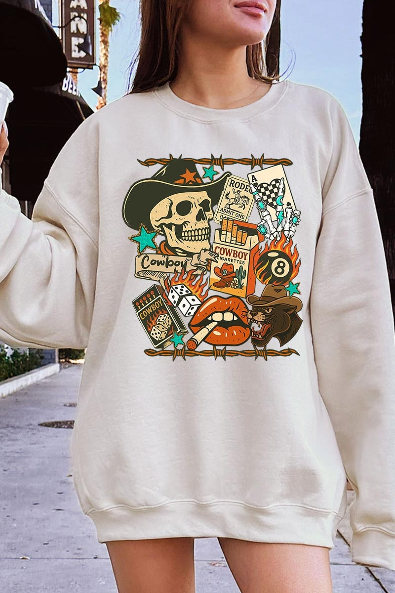 UL180-E3096 Vintage Western Collage Graphic Sweatshirt $20
