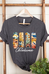 US3001-E3061OK Oklahoma State Brushstroke Graphic Tee $12.5