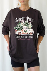 UL240-E3174 North Pole Christmas Graphic Long Sleeve Tee $13.75