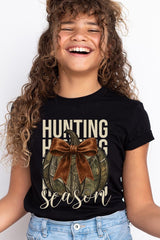 US3001Y-E3190Z Hunting Pumpkin Bow Kids Graphic Tee $11
