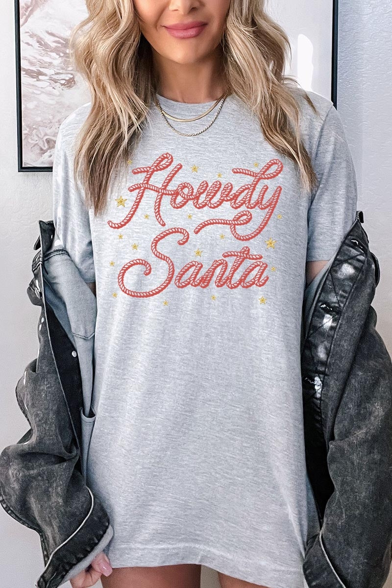 US3001P-E3199 Howdy Santa Graphic Plus Tee $16