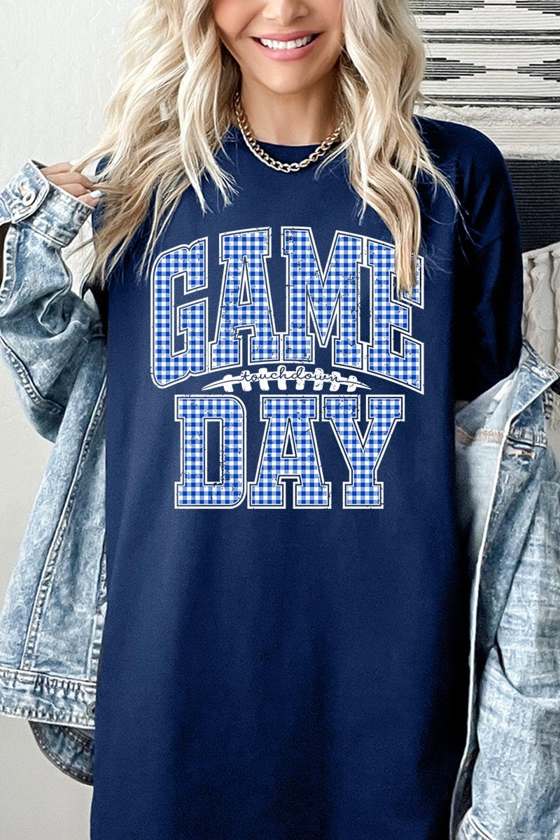 5000P-E3130 Blue Gingham Game Day Plus Heavy Cotton Tee $12.75