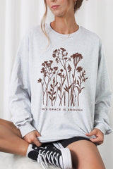 UL240P-E3146 Christian Wildflower Graphic Plus Long Sleeve Tee $17