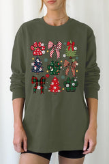 UL240-E3195 Christmas Bow Paw Graphic Long Sleeve Tee $13.75