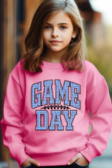 UL180B-E3130Z Blue Gingham Game Day Kids Graphic Sweatshirt $20
