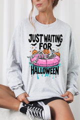 UL240-E3138 Just Waiting For Halloween Graphic Long Sleeve Tee $13.75