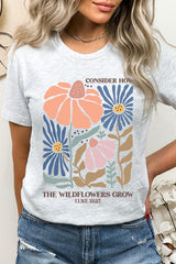 US3001-E3067 Consider the Wildflowers Graphic Tee $12.5