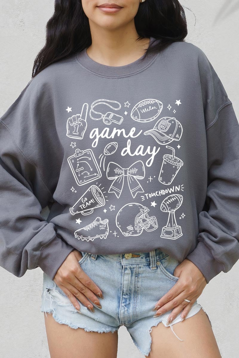 UL180P-E3081 Football Doodles Graphic Plus Sweatshirt $25