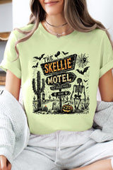 US3001-E3108 Skellie Motel Halloween Graphic Tee $12.5
