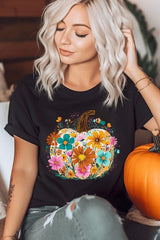 US3001P-E3118 Floral Pumpkin Graphic Plus Tee $16