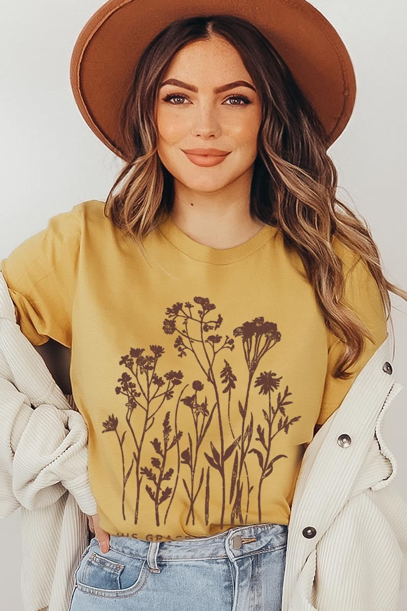 US3001-E3146 Christian Wildflower Graphic Tee $12.5