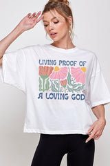 CTS-E3066 Living Proof of a Loving Graphic Relaxed Crop Top $11