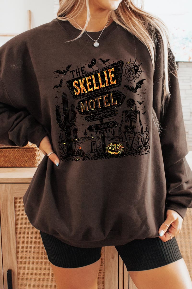 UL180-E3108 Skellie Motel Halloween Graphic Sweatshirt $20