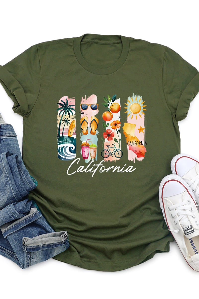 US3001-E3061CA California State Brushstroke Graphic Tee $12.5