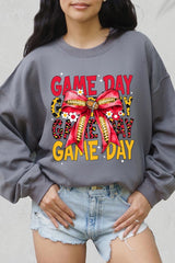 UL180-E3091 Red Yellow Football Game Day Bow Sweatshirt $20