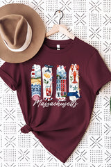 US3001-E3061MA Massachusetts State Brushstroke Graphic Tee $12.5