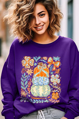 UL180P-E3153 Floral Pumpkin Stack Graphic Plus Sweatshirt $25