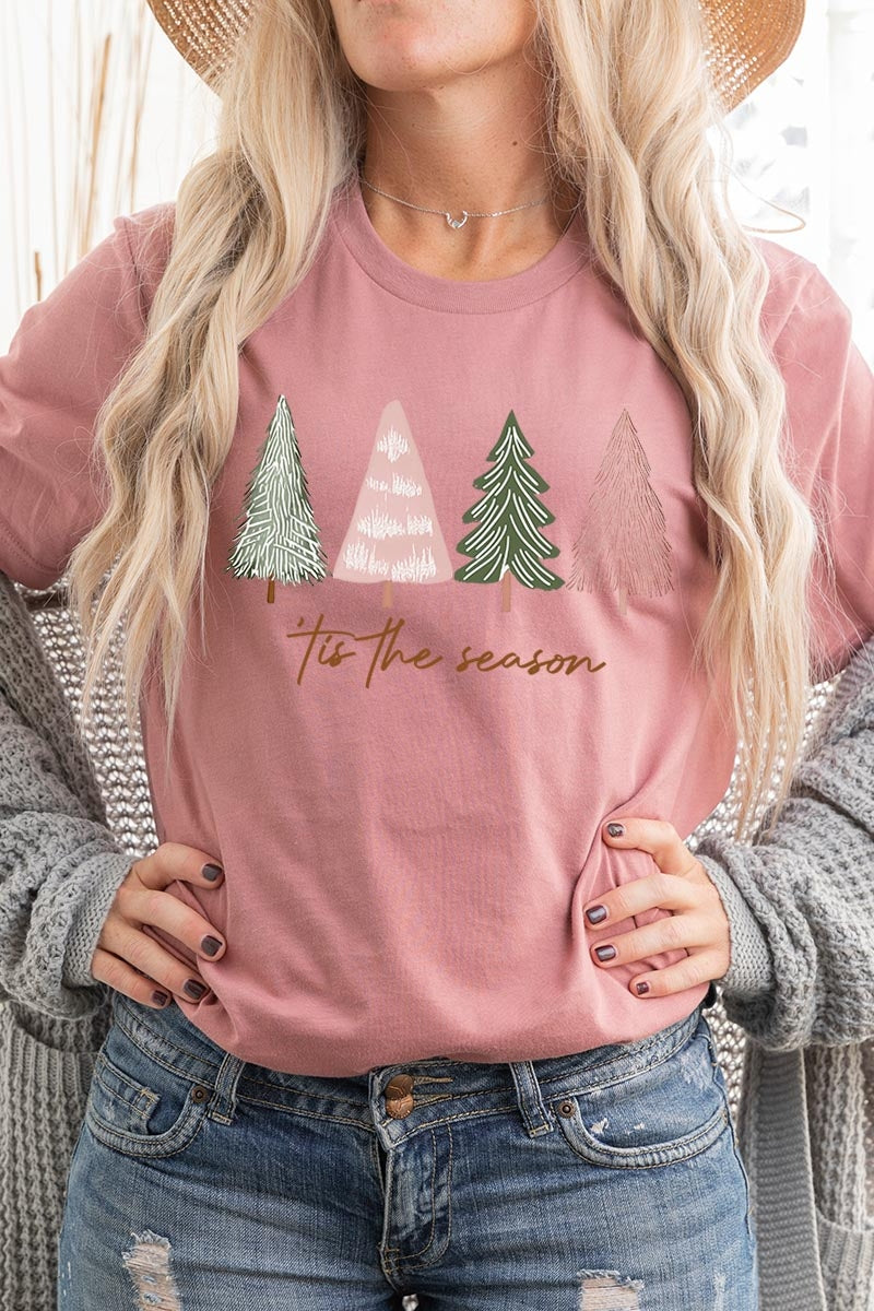US3001P-E3218 Rustic Christmas Trees Graphic Plus Tee $16