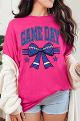 5000P-E3065 Blue Football Bow Graphic Plus Heavy Cotton Tee $12.75
