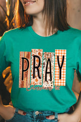 US3001P-E3166 Pray Fall Christian Graphic Plus Tee $16