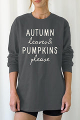 UL240-E3158 Autumn Leaves Pumpkins Graphic Long Sleeve Tee $13.75