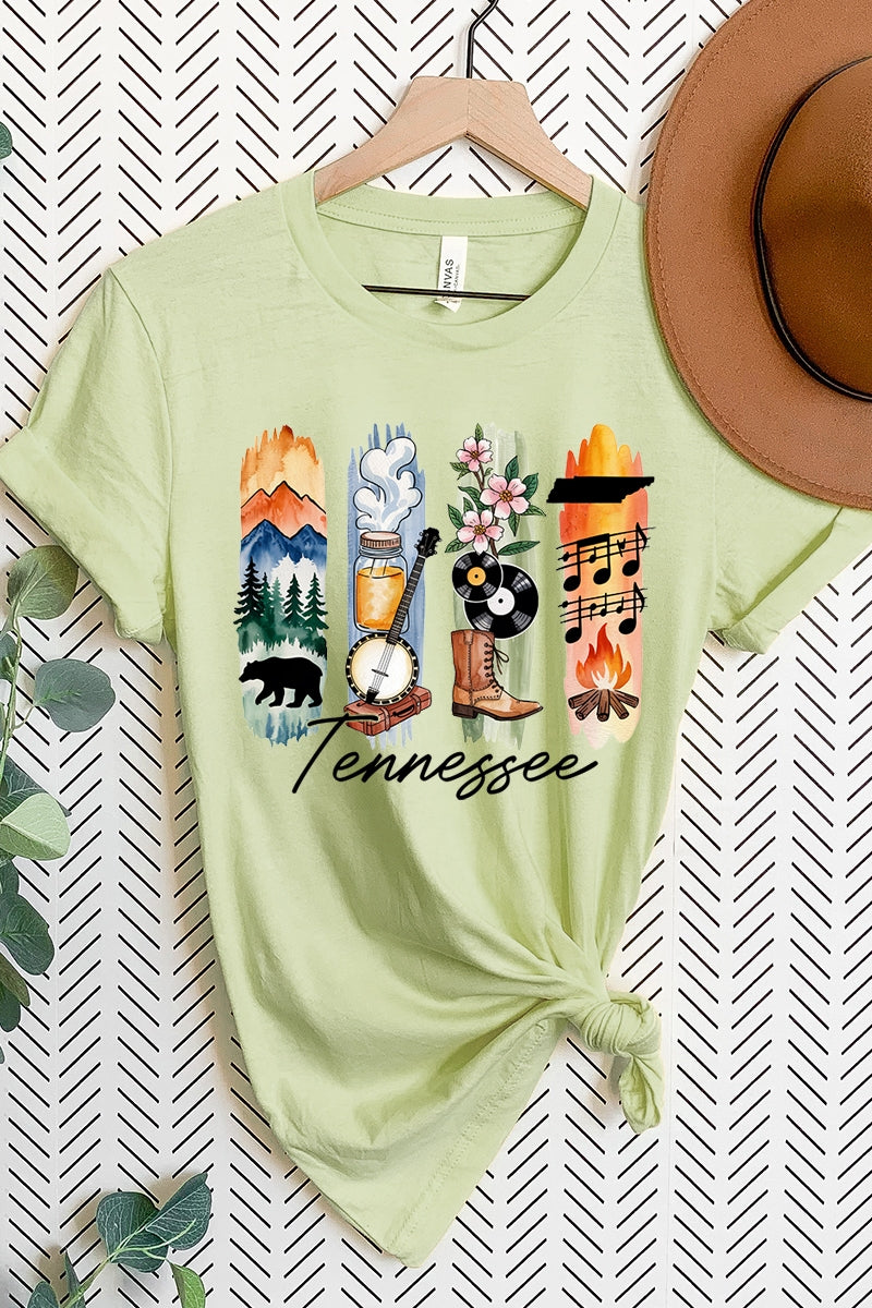 US3001-E3061TN Tennessee State Brushstroke Graphic Tee $12.5