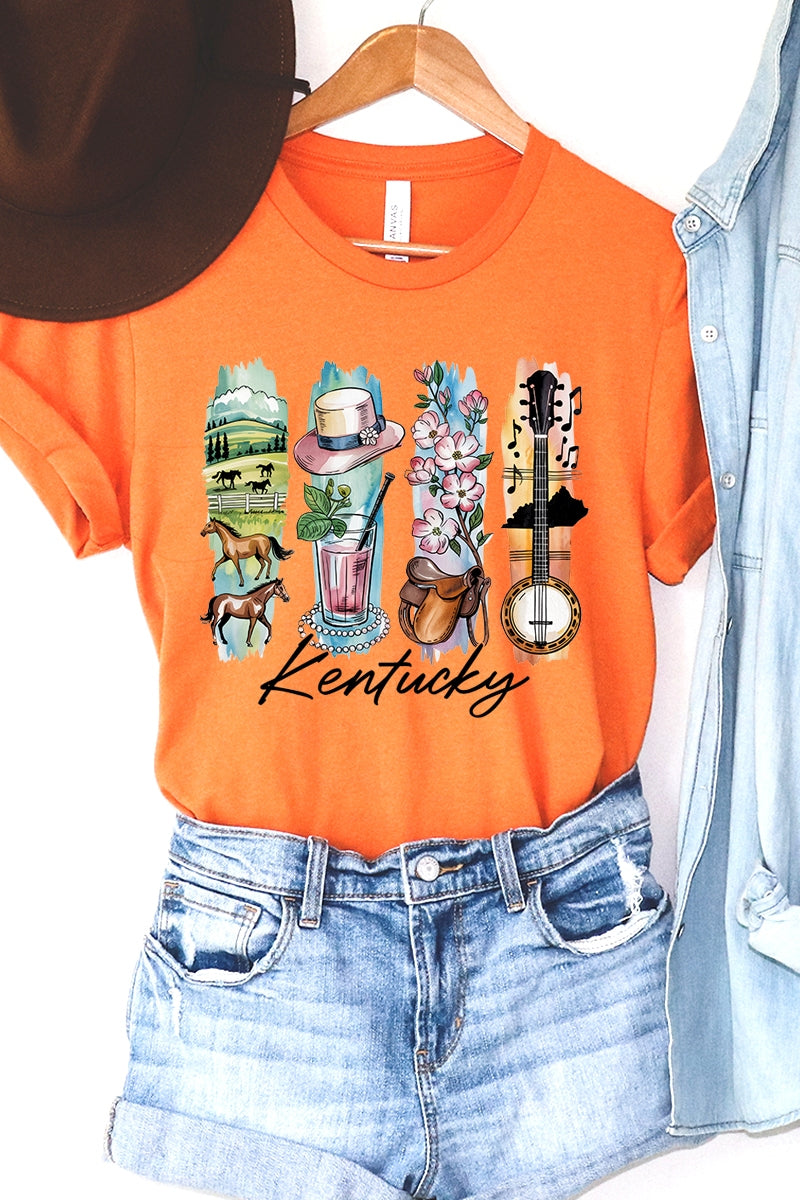 US3001P-E3061KY Kentucky State Brushstroke Graphic Plus Tee $16