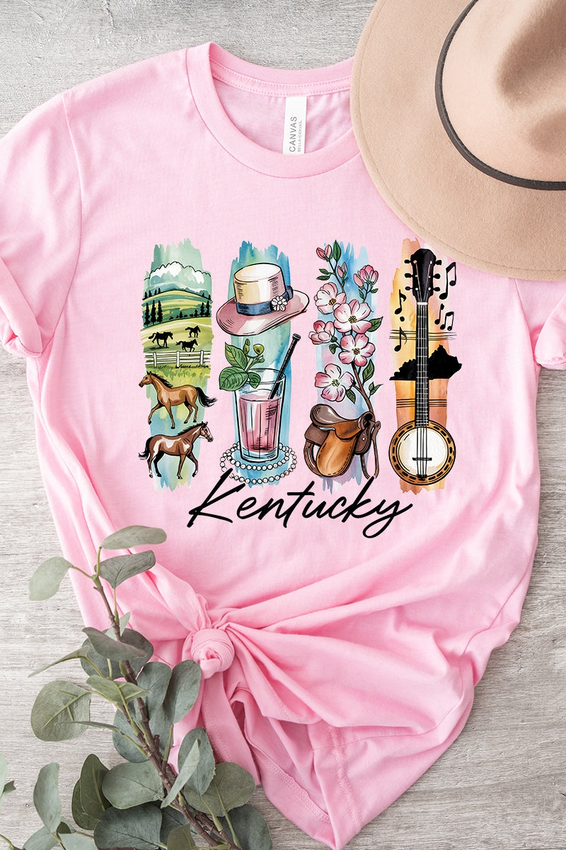 US3001-E3061KY Kentucky State Brushstroke Graphic Tee $12.5