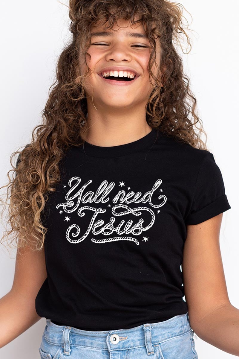US3001Y-E3115Z Y'all Need Jesus Kids Graphic Tee $11