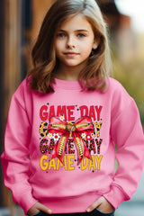 UL180B-E3091Z Red Yellow Football Game Day Bow Kids Sweatshirt $20