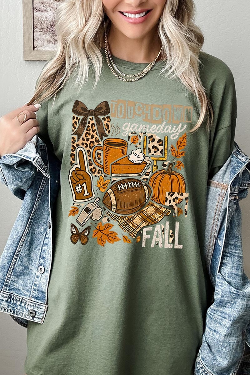 5000P-E3134 Fall Football Collage Plus Heavy Cotton Tee $12.75