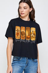 CTS-E3169 Give Thanks To The Lord Graphic Relaxed Crop Top $11