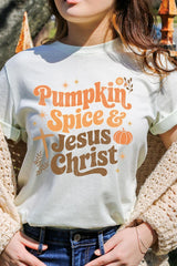 US3001-E3164 Pumpkin Spice & Jesus Graphic Tee $12.5