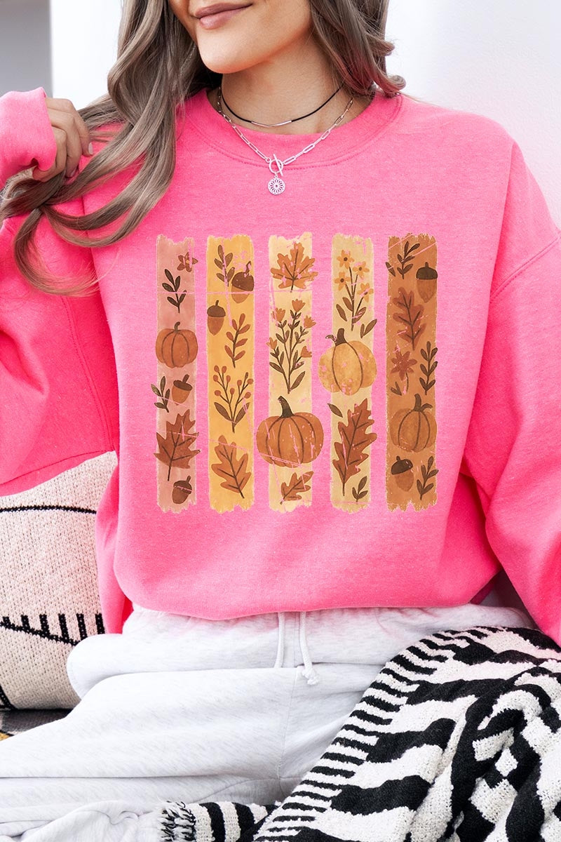 UL180P-E3110 Brushstroke Boho Fall Graphic Plus Sweatshirt $25