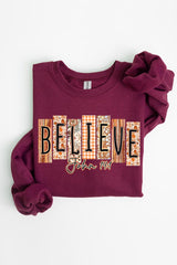 UL180-E3167 Believe Fall Christian Graphic Sweatshirt $20