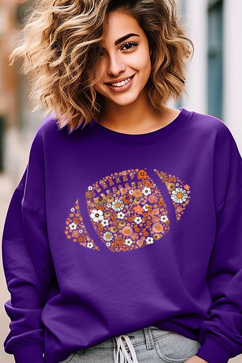 UL180P-E3133 Floral Football Graphic Plus Sweatshirt $25