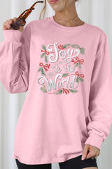 UL240-E3221 Joy to the World Christmas Graphic Long Sleeve Tee $13.75