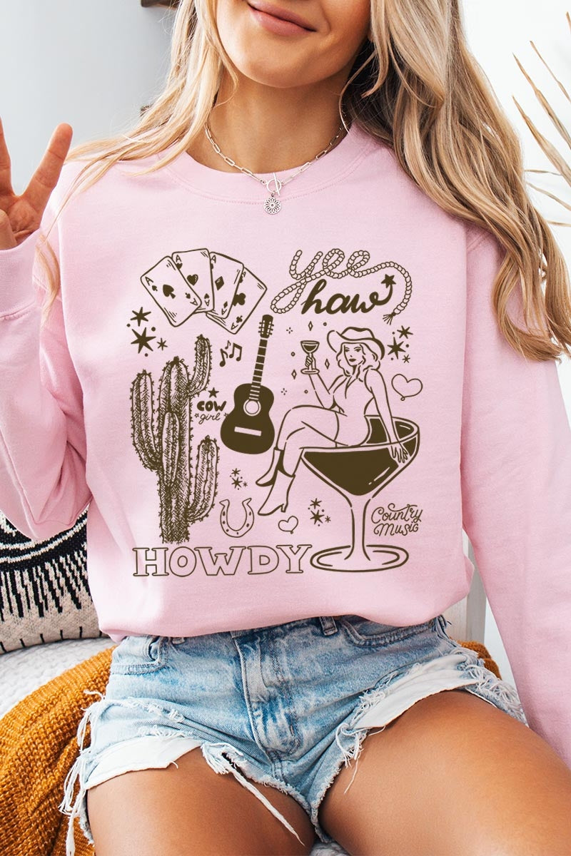 UL180P-E3097 Cowgirl Country Music Graphic Plus Sweatshirt $25
